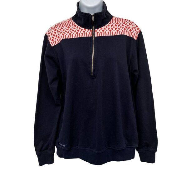 2/$30 Simply Southern Navy Vine Embroidered Quarter Zip Sweatshirt Pullover Top - Picture 3 of 9
